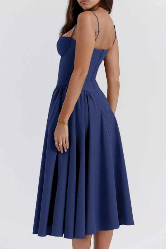 Sweetheart Neck Ruched Midi Dress