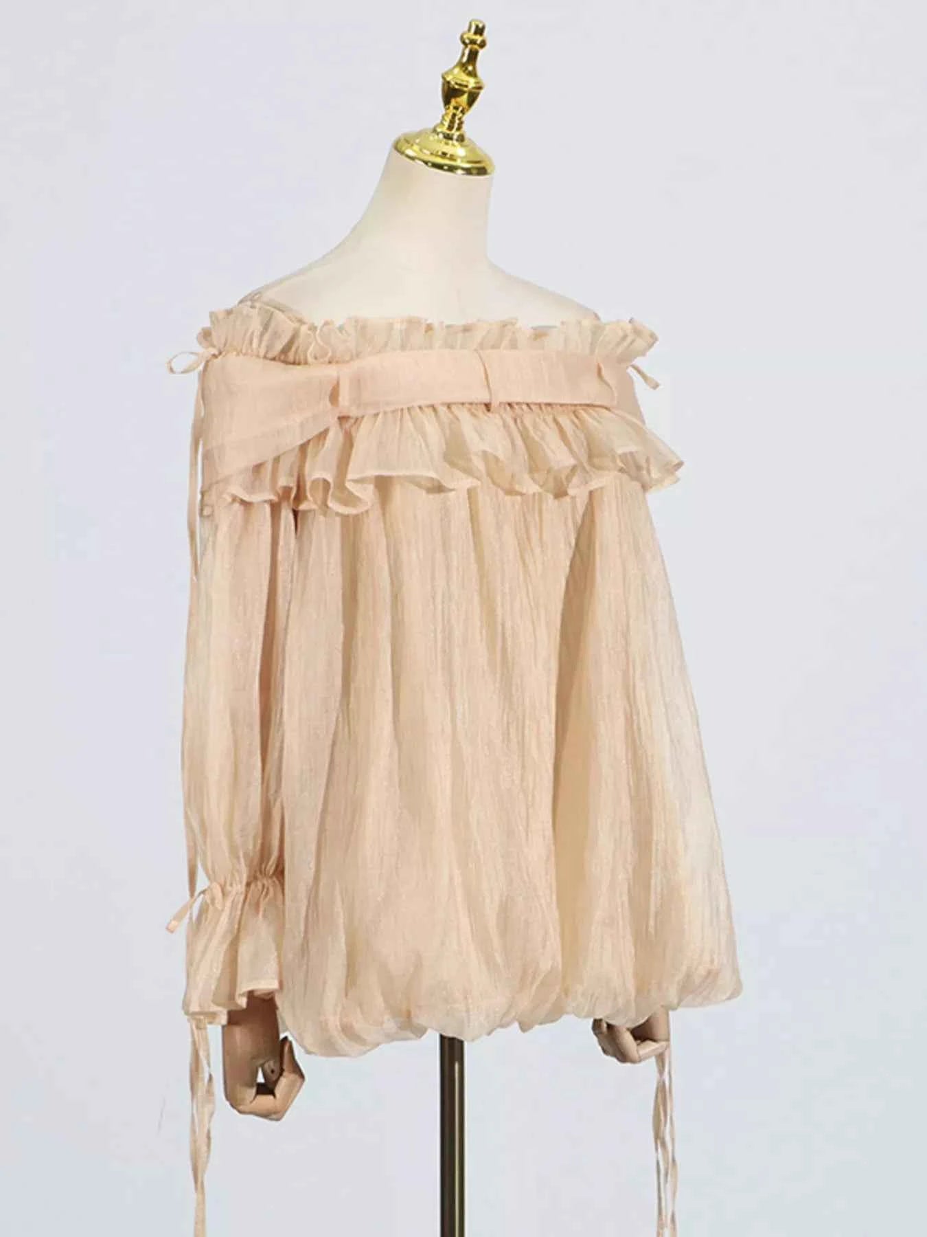 Ruffle Off-Shoulder Flounce Sleeve Blouse