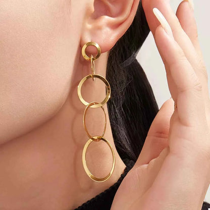 18K Gold-Plated Titanium Steel Round Earrings