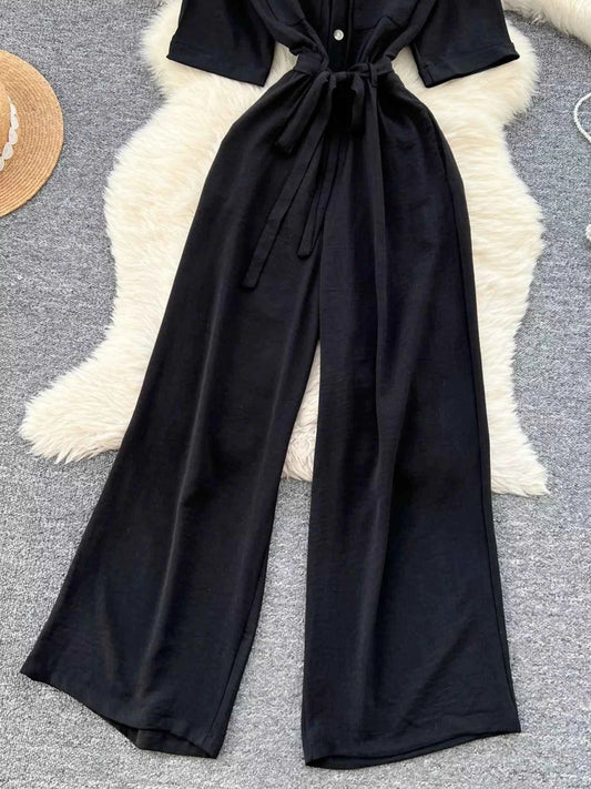 Tie Waist Wide Leg Jumpsuit