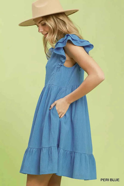 Umgee Ruffle Sleeve Babydoll Dress
