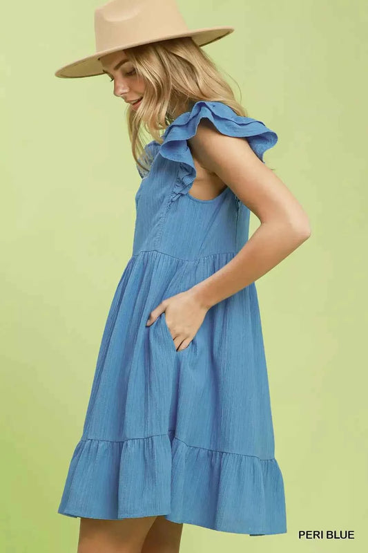 Umgee Ruffle Sleeve Babydoll Dress