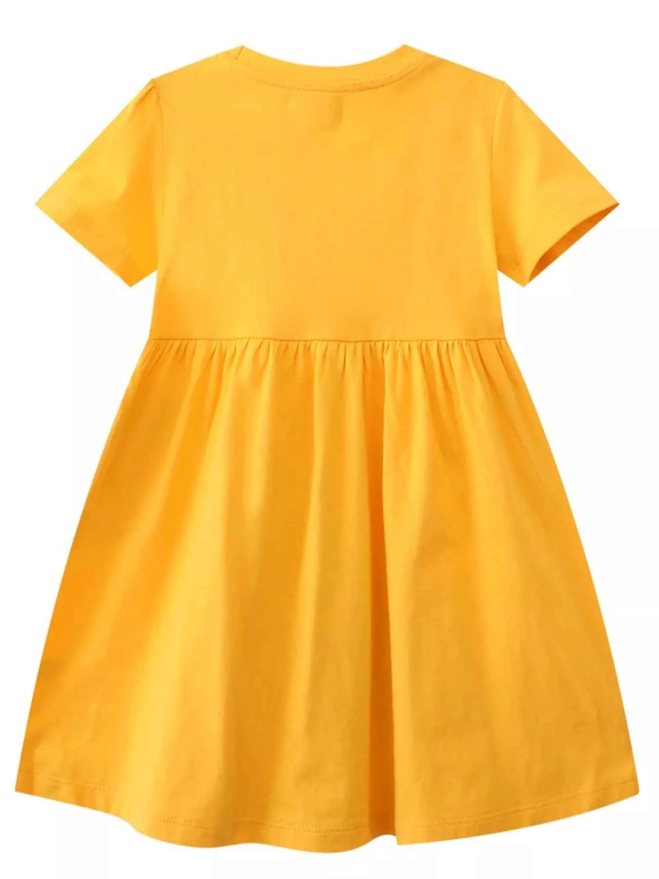 Children's Butterfly & Rainbow Round Neck Casual Dress