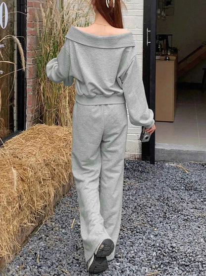 Zip Up Long Sleeve Top and Pants Set