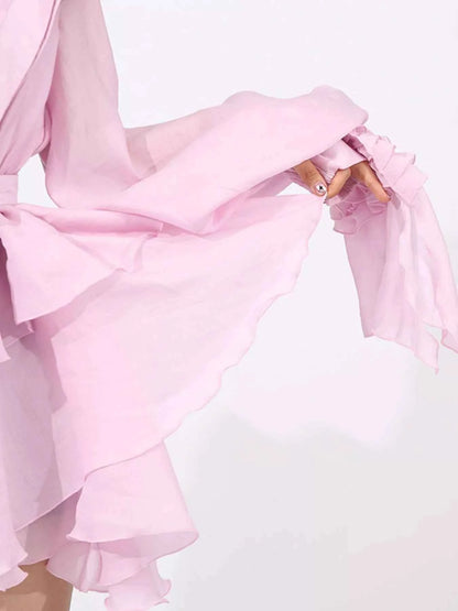 Ruffled Layered Long Sleeve Mini Dress