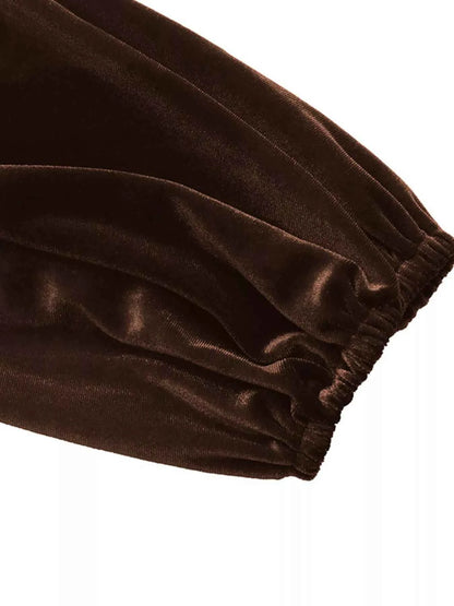 Velvet A-Line Dress with Lace Trim