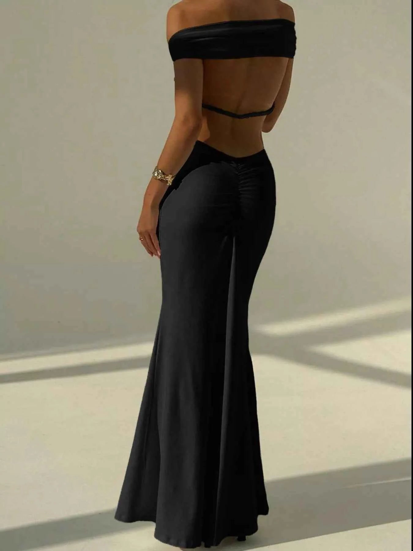 Backless Off-Shoulder Bodycon Mermaid Maxi Dress