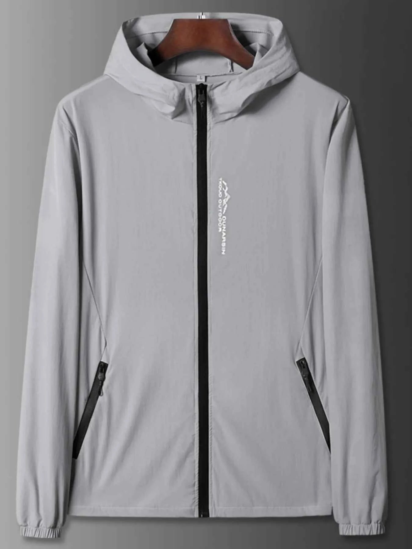 Men's Plus Size Zip Up Long Sleeve Hooded Jacket