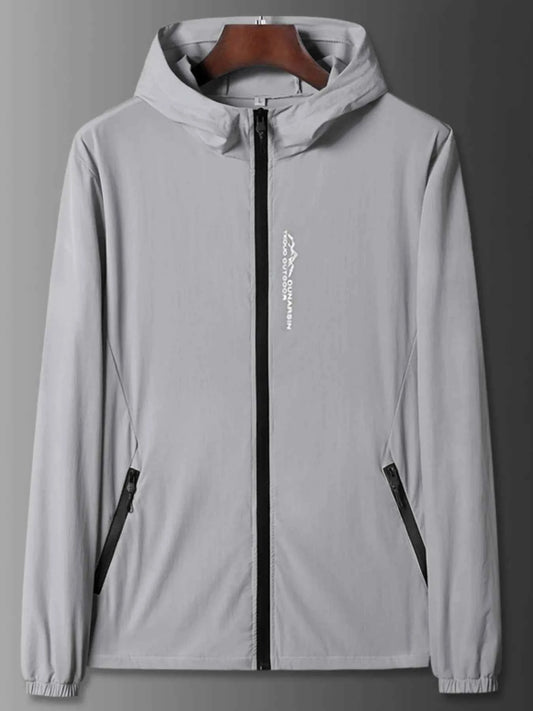 Men's Plus Size Zip Up Long Sleeve Hooded Jacket