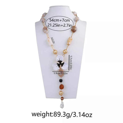 Alloy Dripping Oil Flower Resin Y-Shaped Necklace