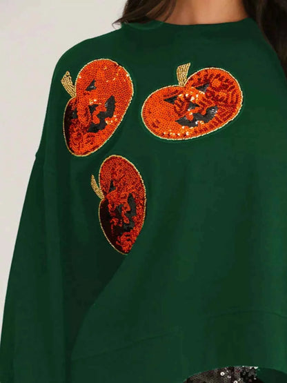 Halloween Pumpkin Round Neck Sweatshirt