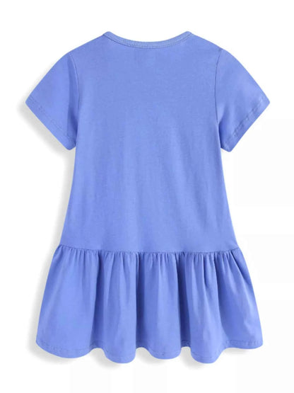 Children's Unicorn Floral Applique Ruffle Hem Dress