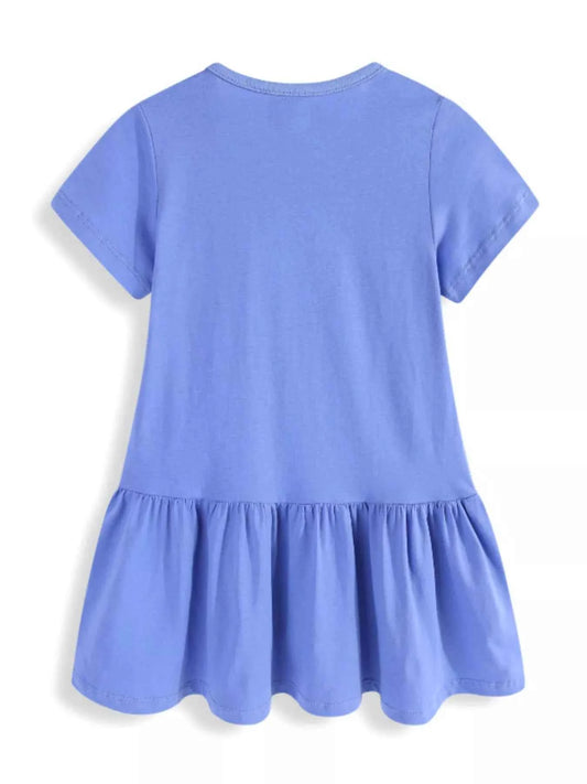 Children's Unicorn Floral Applique Ruffle Hem Dress