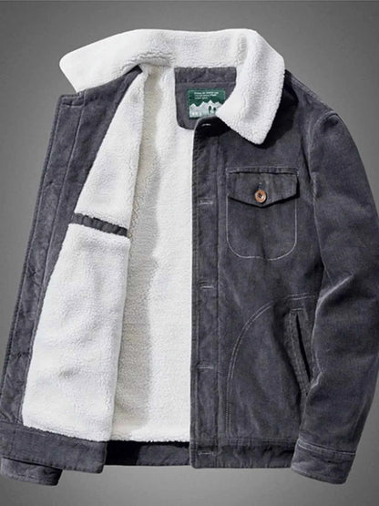 Men's Plus Size Sherpa Corduroy Button Up Jacket