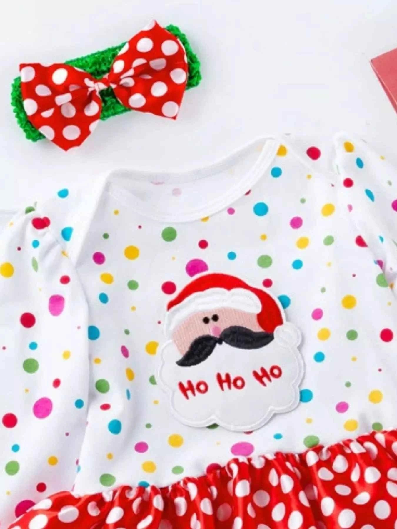 Children's Christmas One Piece Dress with Headband