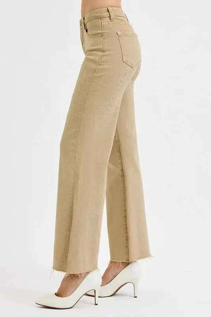 RISEN Full Size Raw Hem Wide Leg Jeans Plus Size