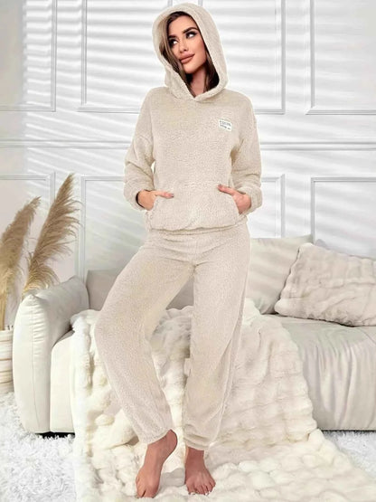 Kangaroo Pocket Long Sleeve Hoodie and Pants Lounge Set