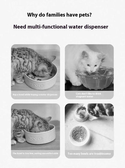 2-in-1 Automatic Water Dispenser & Food Bowl Pet Bowl