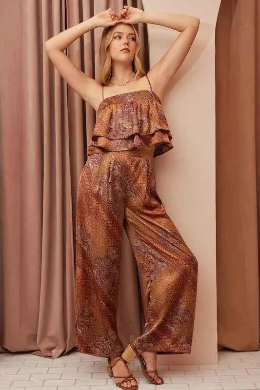 Mittoshop Paisley Patchwork Print Satin Ruffle Crop Cami