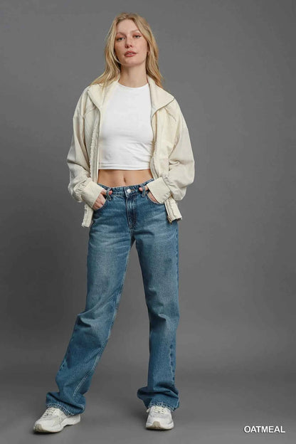 Umgee Two-Way Jacquard Zip-Up Jacket