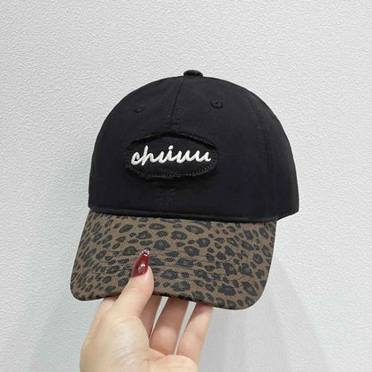 Leopard Print Baseball Cap with Embroidered Letter