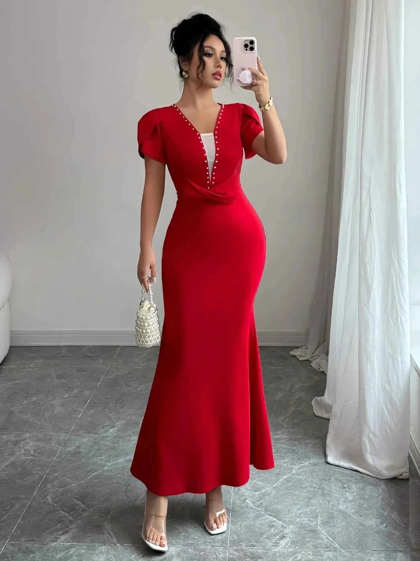 Petal Sleeve Mermaid Maxi Dress