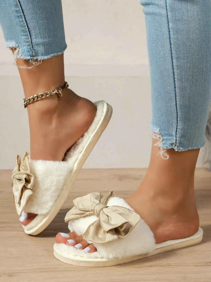 Bow Open Toe Slippers