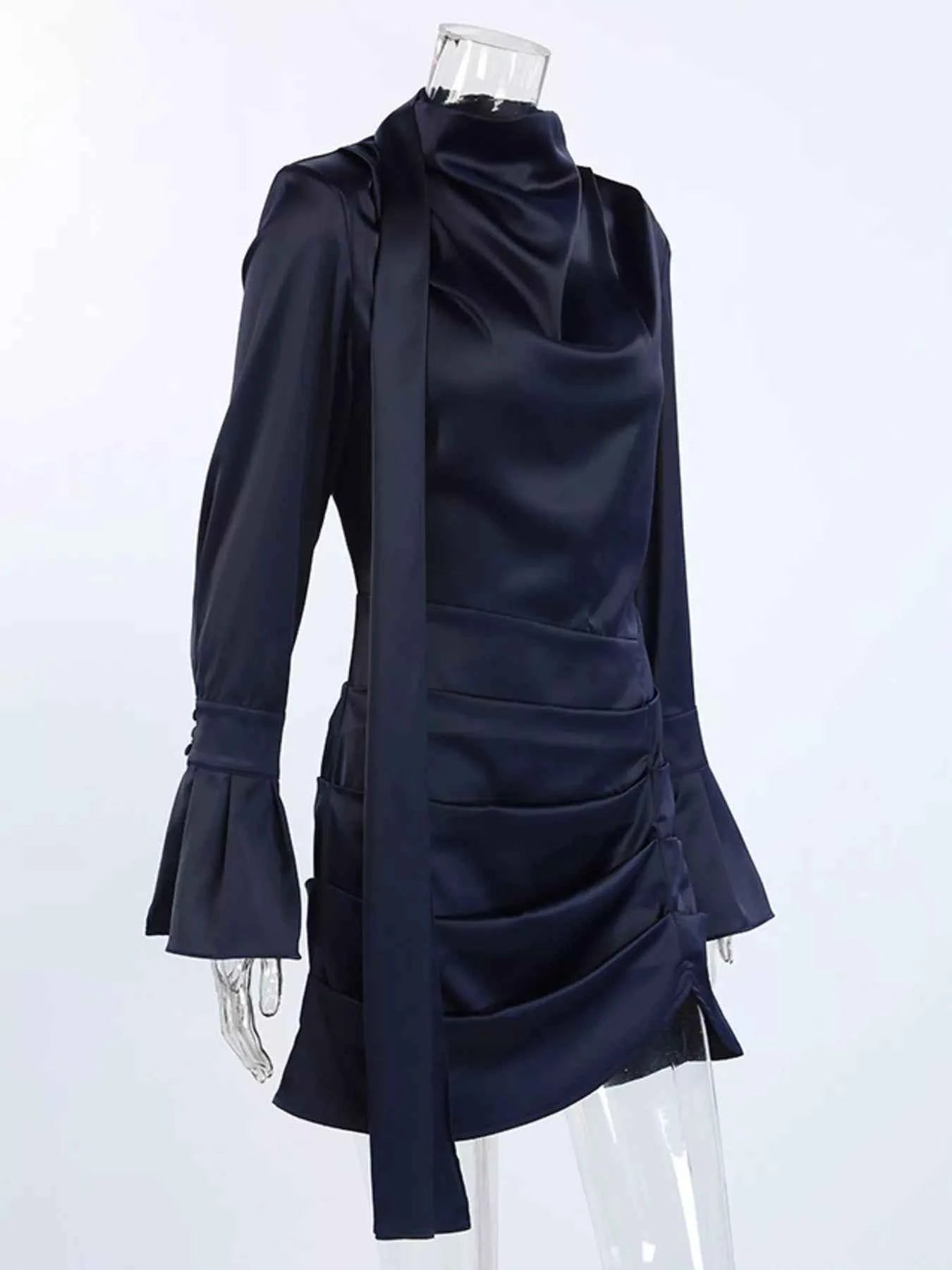 Mock Neck Flounce Sleeve Dress