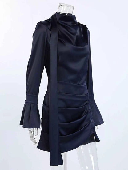 Mock Neck Flounce Sleeve Dress