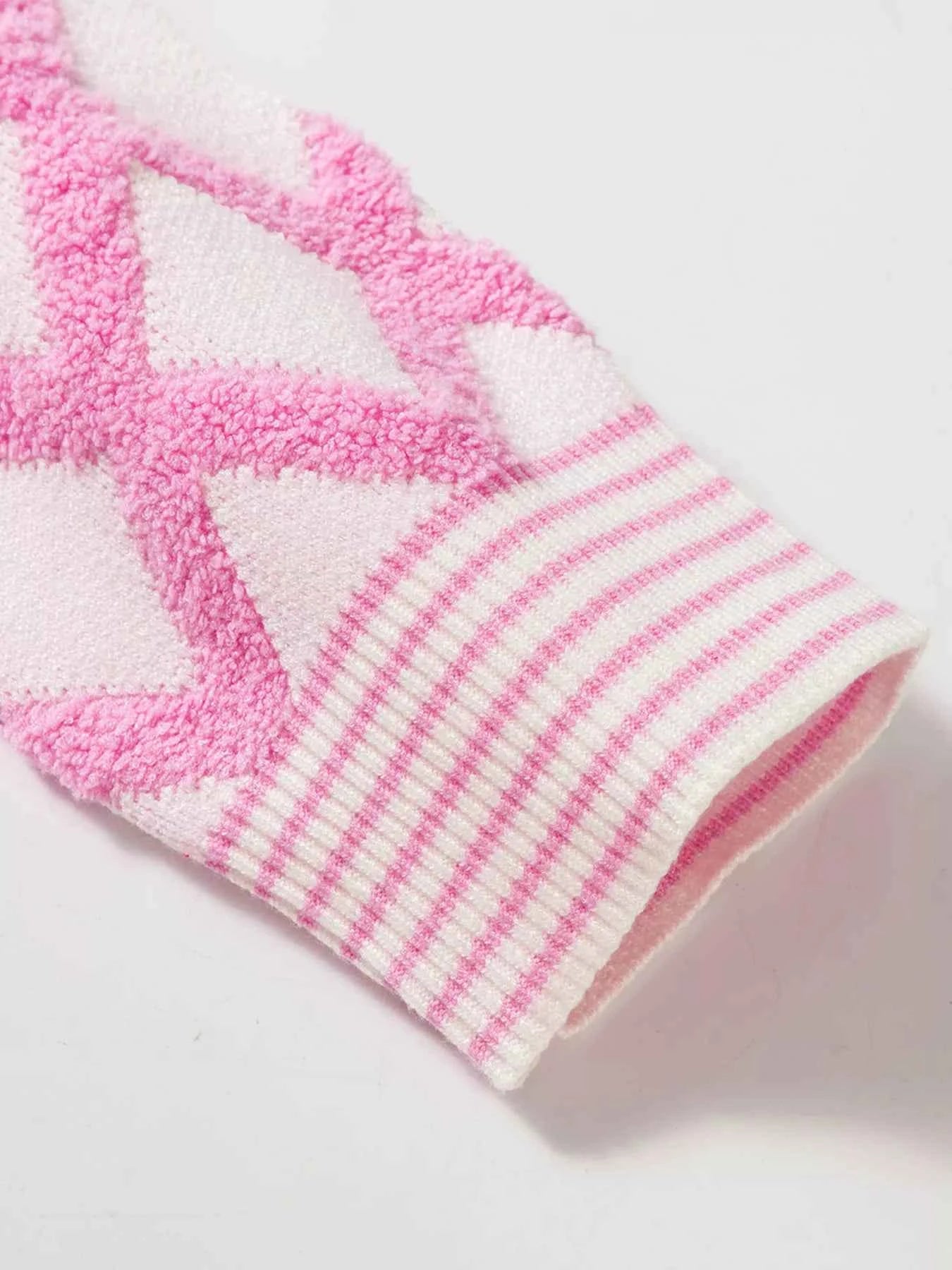 Rhombus Pattern Knit Open Front Pocketed Cardigans