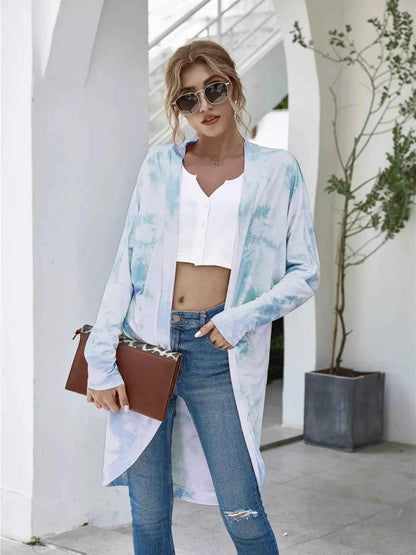 Tie-Dye Oversized Open Front Cardigan