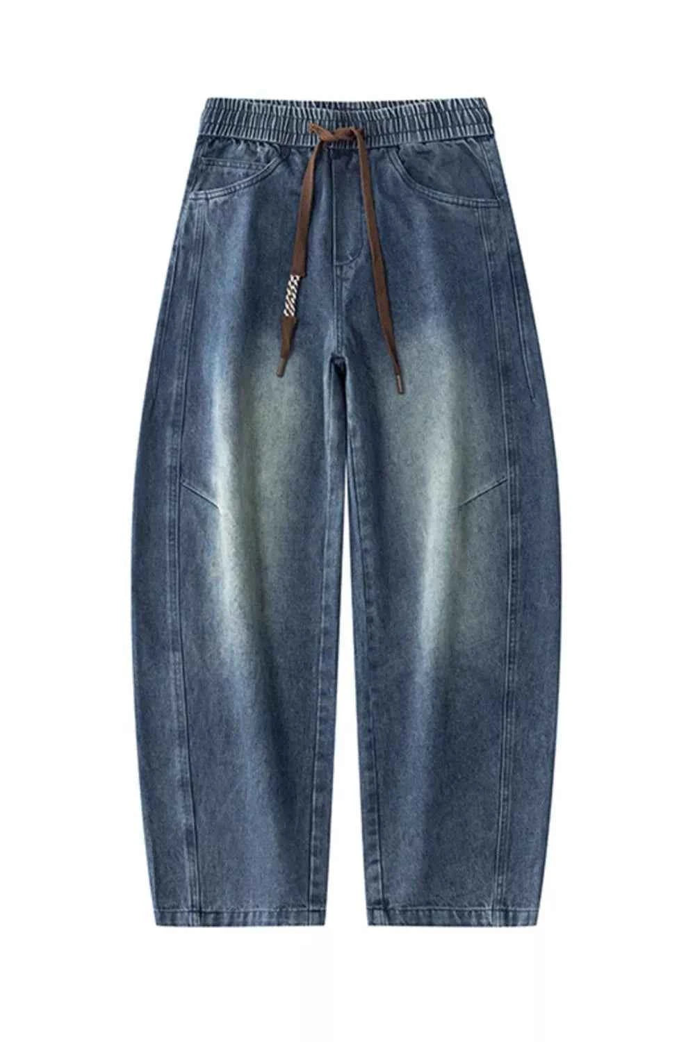 Men's Plus Size Vintage Wash Wide Leg Jeans
