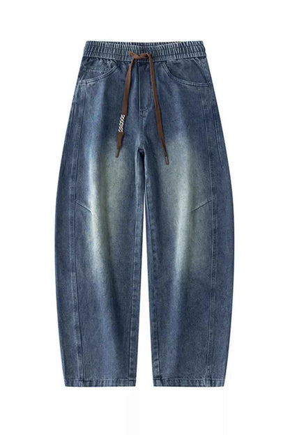 Men's Plus Size Vintage Wash Wide Leg Jeans
