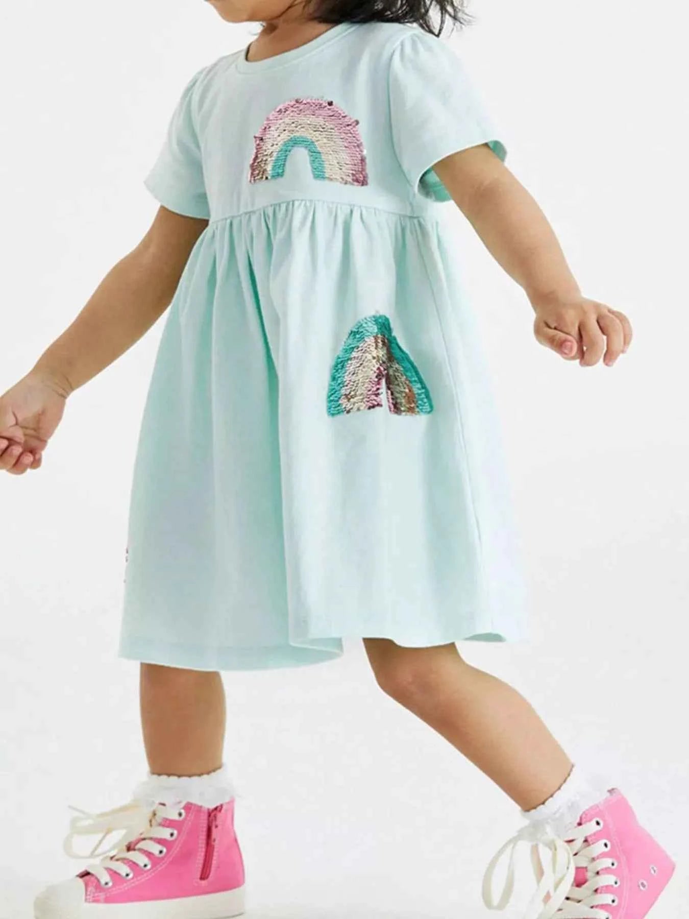 Children's Sequin Rainbow Casual Dress