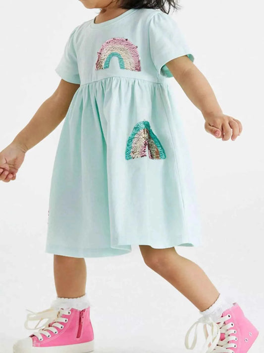 Children's Sequin Rainbow Casual Dress