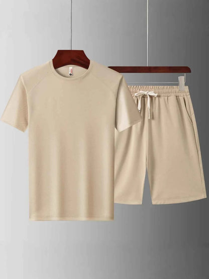 Men's Plus Size Short Sleeve Top and Shorts Set