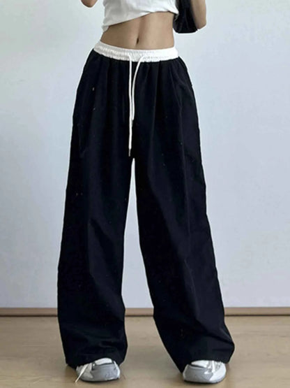 Wide Leg Drawstring Casual Pants
