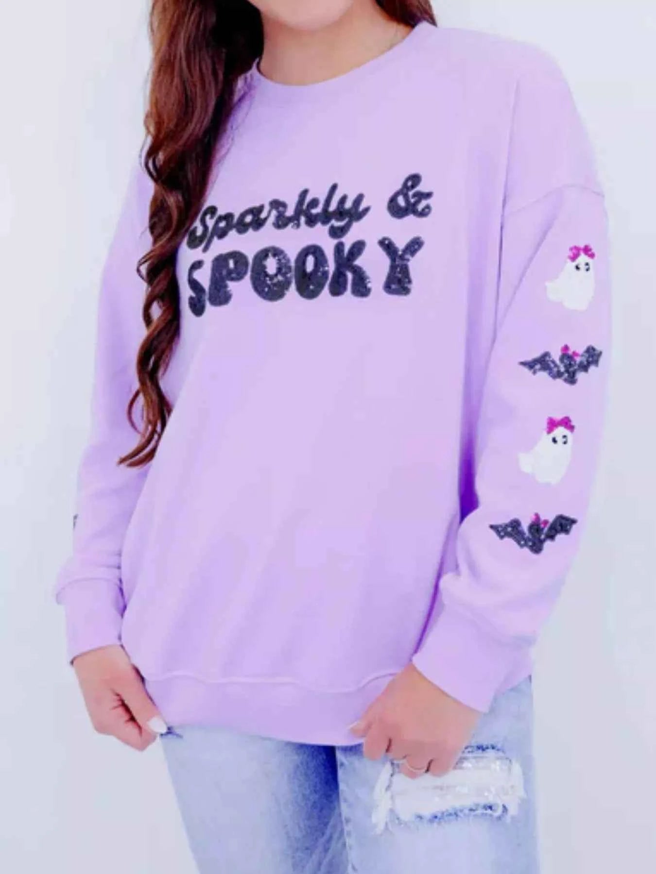 Full Size Halloween Round Neck Long Sleeve Sweatshirt Plus Size