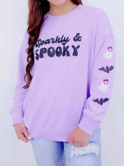 Full Size Halloween Round Neck Long Sleeve Sweatshirt Plus Size
