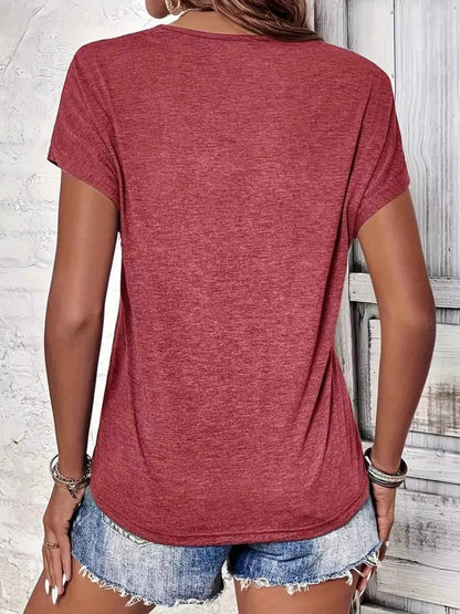 V-Neck Short Sleeve Casual Top