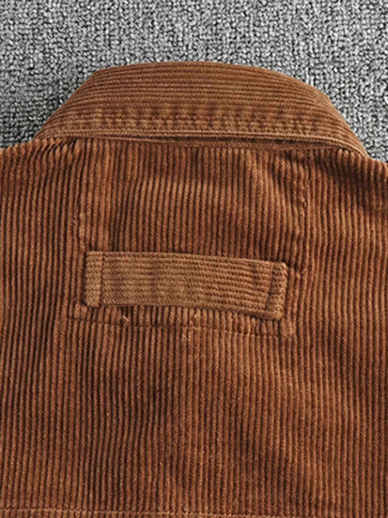 Men's Plus Size Corduroy Button Up Long Sleeve Jacket