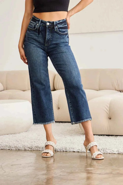 RFM Full Size Tummy Control High Waist Raw Hem Jeans