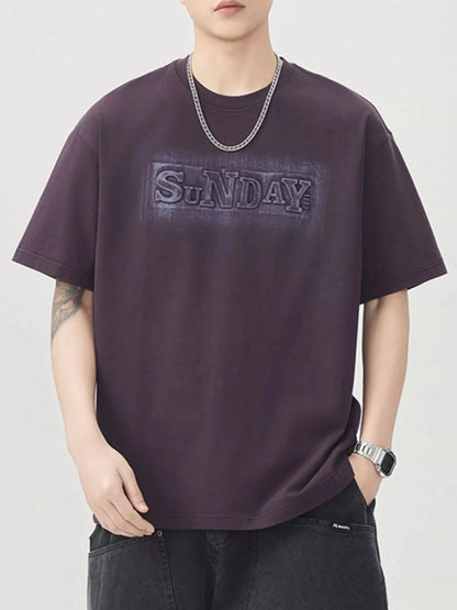 Men's Plus Size Letter Round Neck Short Sleeve T-Shirt