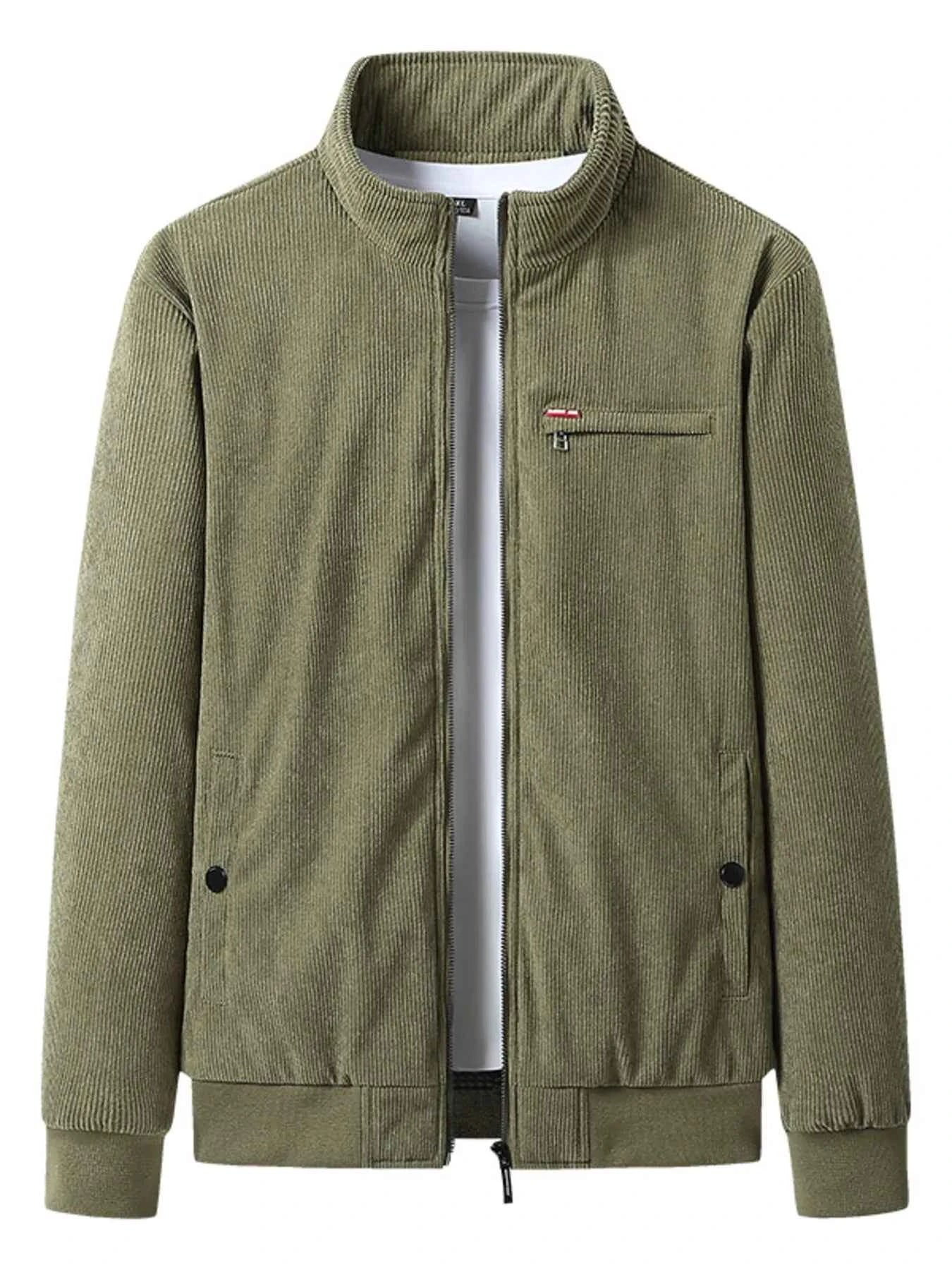 Men's Plus Size Full-Zip Bomber Corduroy Jacket with Sherpa Lining