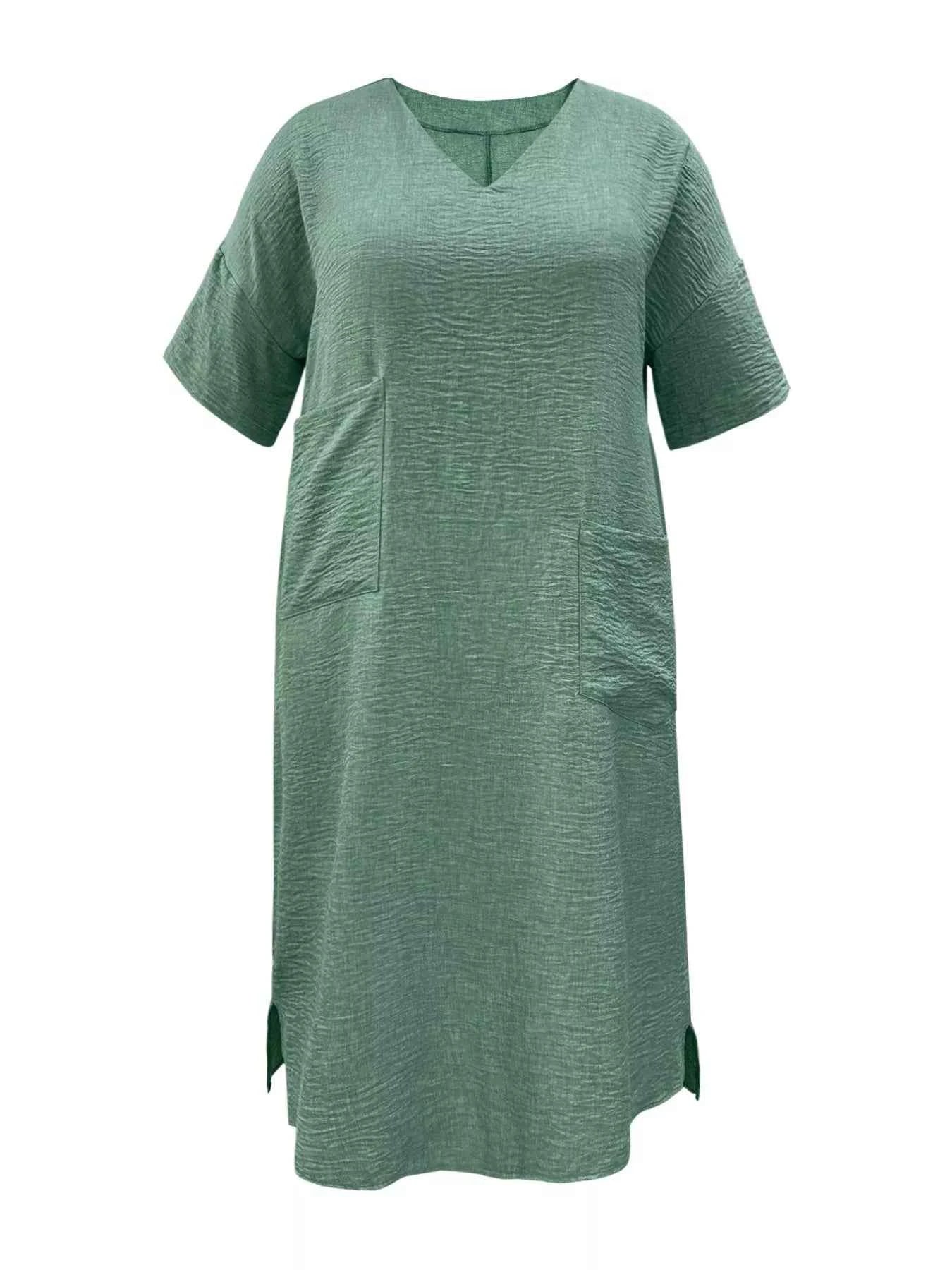Plus Size V-Neck Half Sleeve Dress