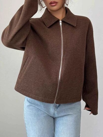Casual Zip-Up Long Sleeve Jacket