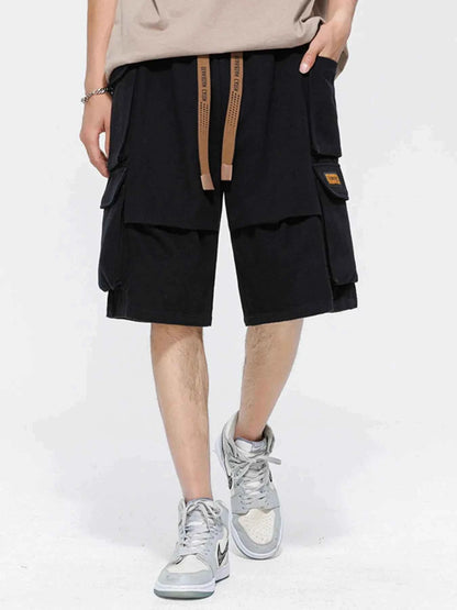 Men's Plus Size Drawstring Wide Leg Cargo Shorts