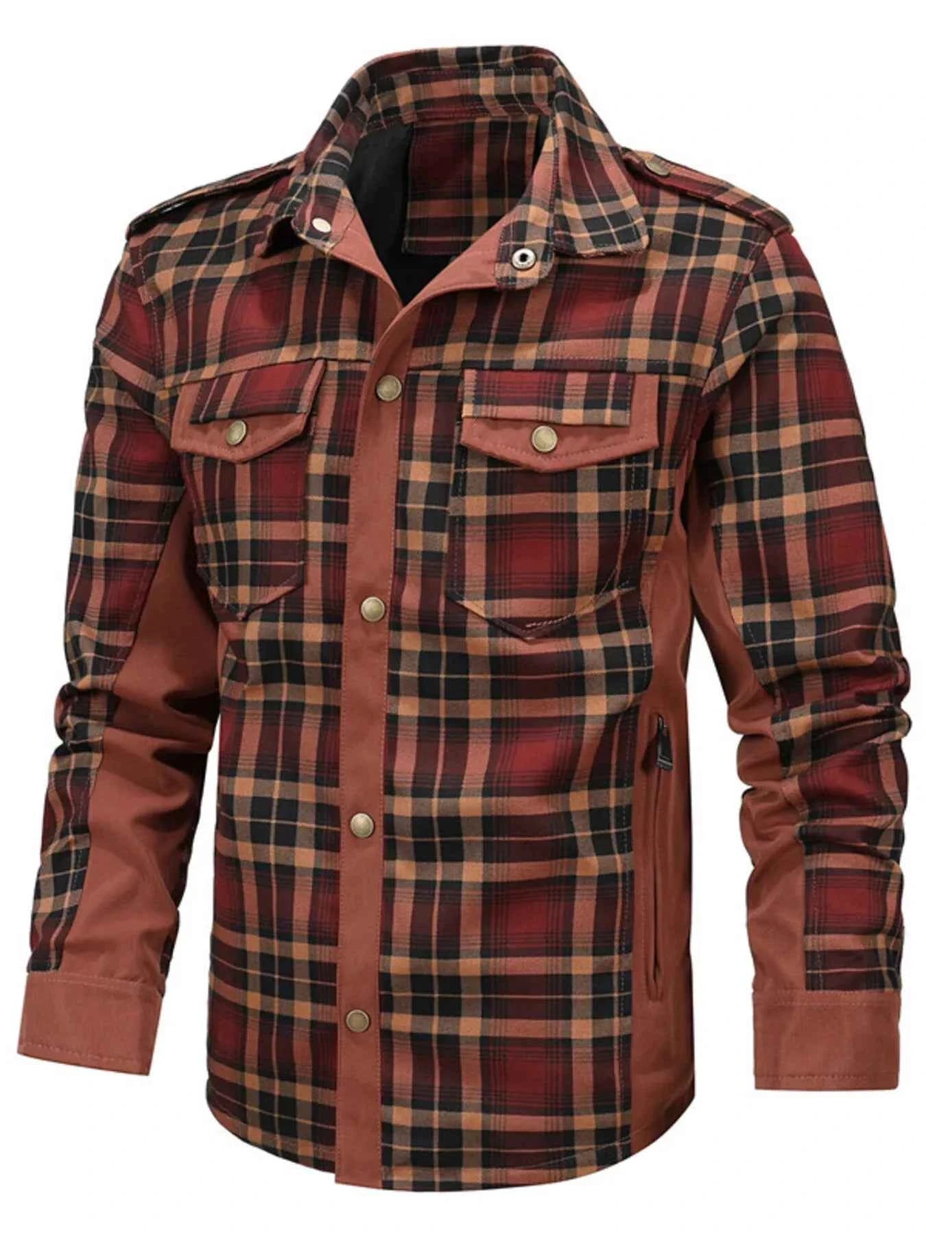 Men's Full Size Button Up Long Sleeve Plaid Shirt Plus Size