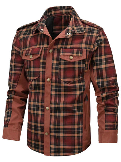 Men's Full Size Button Up Long Sleeve Plaid Shirt Plus Size