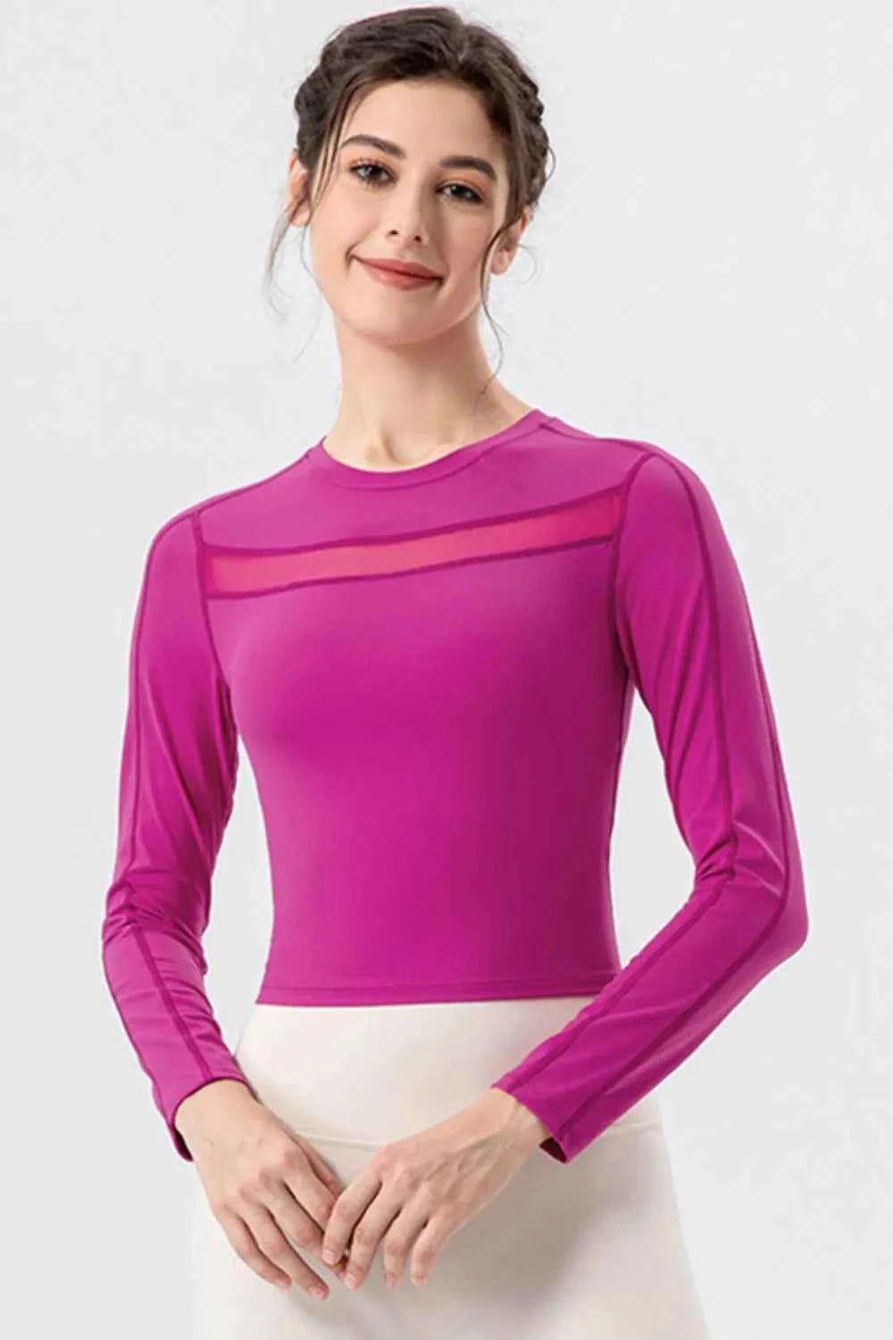 Round Neck Long Sleeve Active T-Shirt